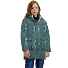 Floral Pattern Paisley Style Paisley Print   Kid s Hooded Longline Puffer Jacket by Eskimos