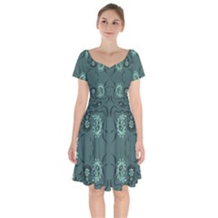 Floral Pattern Paisley Style Paisley Print   Short Sleeve Bardot Dress by Eskimos