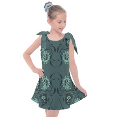 Floral Pattern Paisley Style Paisley Print   Kids  Tie Up Tunic Dress by Eskimos