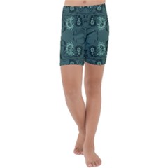 Floral Pattern Paisley Style Paisley Print   Kids  Lightweight Velour Capri Yoga Leggings by Eskimos