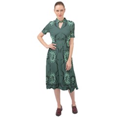 Floral Pattern Paisley Style Paisley Print   Keyhole Neckline Chiffon Dress by Eskimos