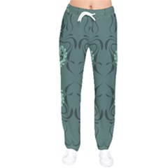 Floral Pattern Paisley Style Paisley Print   Women Velvet Drawstring Pants by Eskimos