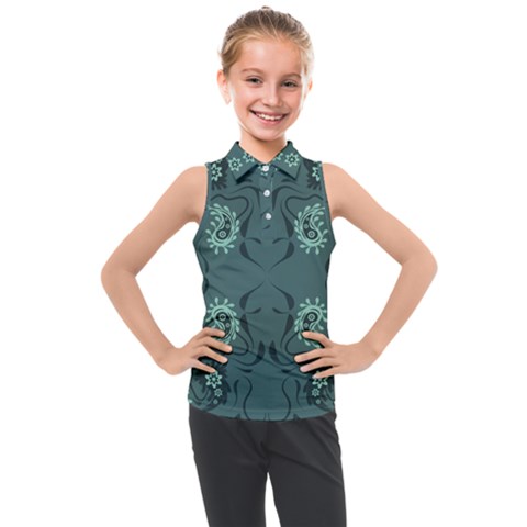 Floral Pattern Paisley Style Paisley Print   Kids  Sleeveless Polo Tee by Eskimos