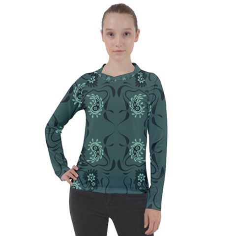 Floral Pattern Paisley Style Paisley Print   Women s Pique Long Sleeve Tee by Eskimos