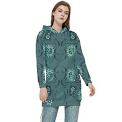 Floral Pattern Paisley Style Paisley Print   Women s Long Oversized Pullover Hoodie by Eskimos