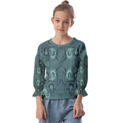 Floral Pattern Paisley Style Paisley Print   Kids  Cuff Sleeve Top