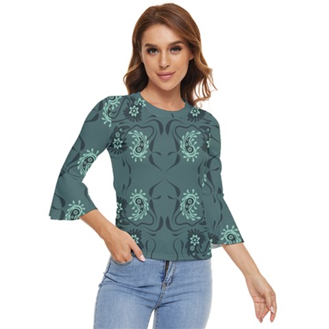 Floral Pattern Paisley Style Paisley Print   Bell Sleeve Top by Eskimos