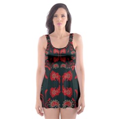 Floral Pattern Paisley Style Paisley Print   Skater Dress Swimsuit by Eskimos