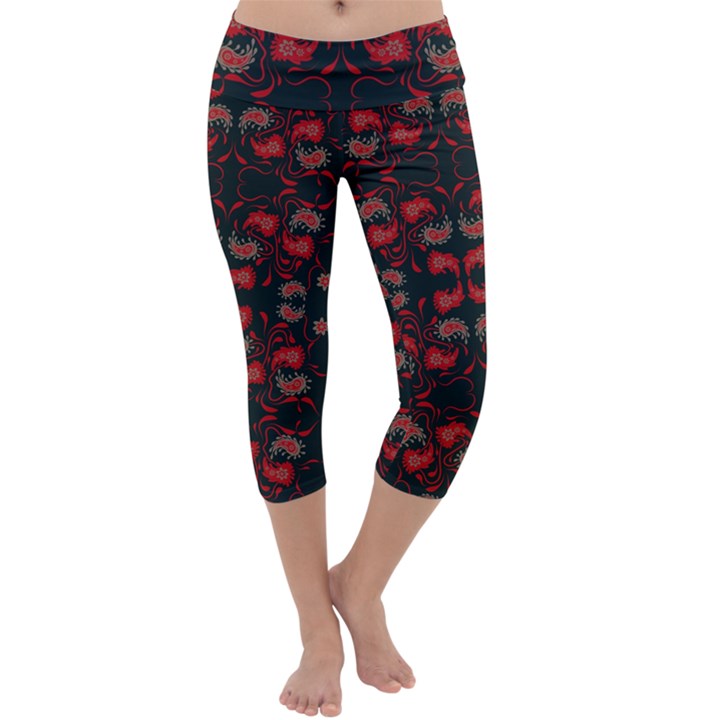 Floral pattern paisley style Paisley print.  Capri Yoga Leggings