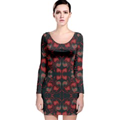 Floral Pattern Paisley Style Paisley Print   Long Sleeve Velvet Bodycon Dress by Eskimos