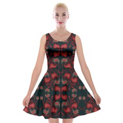 Floral Pattern Paisley Style Paisley Print   Velvet Skater Dress by Eskimos