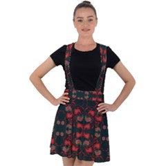 Floral Pattern Paisley Style Paisley Print   Velvet Suspender Skater Skirt by Eskimos