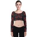 Floral pattern paisley style Paisley print.  Velvet Long Sleeve Crop Top View1