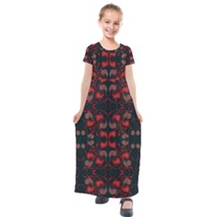 Floral Pattern Paisley Style Paisley Print   Kids  Short Sleeve Maxi Dress by Eskimos