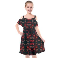 Floral Pattern Paisley Style Paisley Print   Kids  Cut Out Shoulders Chiffon Dress by Eskimos