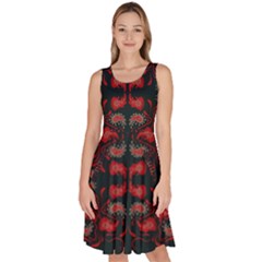 Floral Pattern Paisley Style Paisley Print   Knee Length Skater Dress With Pockets by Eskimos