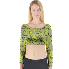 Floral Pattern Paisley Style Paisley Print   Long Sleeve Crop Top by Eskimos