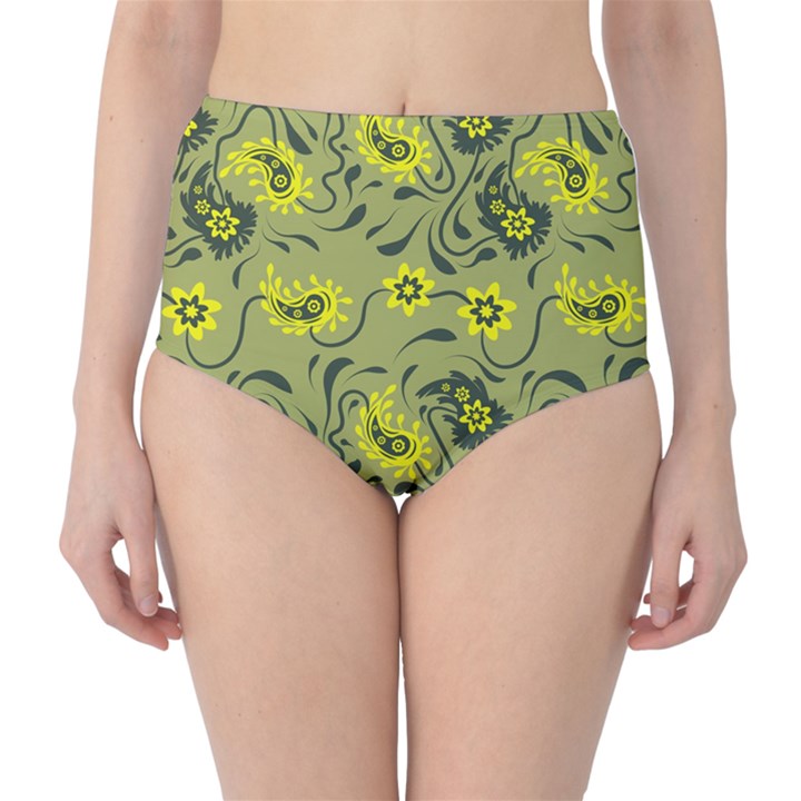 Floral pattern paisley style Paisley print.  Classic High-Waist Bikini Bottoms