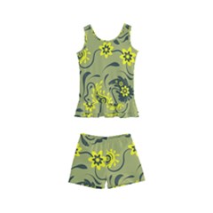 Floral Pattern Paisley Style Paisley Print   Kids  Boyleg Swimsuit by Eskimos