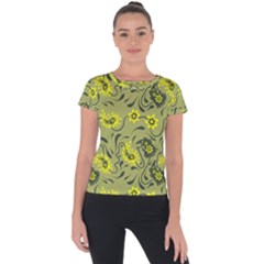 Floral Pattern Paisley Style Paisley Print   Short Sleeve Sports Top  by Eskimos