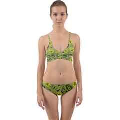 Floral Pattern Paisley Style Paisley Print   Wrap Around Bikini Set by Eskimos