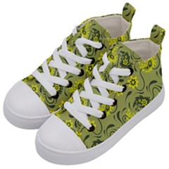 Floral Pattern Paisley Style Paisley Print   Kids  Mid-top Canvas Sneakers by Eskimos