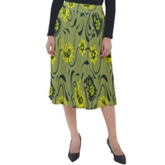 Floral Pattern Paisley Style Paisley Print   Classic Velour Midi Skirt  by Eskimos