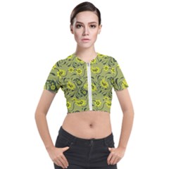 Floral Pattern Paisley Style Paisley Print   Short Sleeve Cropped Jacket by Eskimos