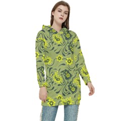 Floral Pattern Paisley Style Paisley Print   Women s Long Oversized Pullover Hoodie by Eskimos