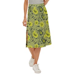 Floral Pattern Paisley Style Paisley Print   Midi Panel Skirt by Eskimos