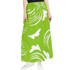 Folk Flowers Print Floral Pattern Ethnic Art Maxi Chiffon Skirt