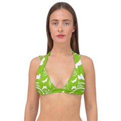 Folk Flowers Print Floral Pattern Ethnic Art Double Strap Halter Bikini Top by Eskimos