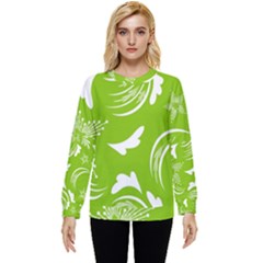 Folk Flowers Print Floral Pattern Ethnic Art Hidden Pocket Sweatshirt by Eskimos