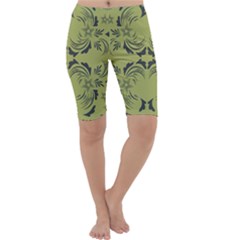 Floral Folk Damask Pattern Fantasy Flowers  Cropped Leggings  by Eskimos