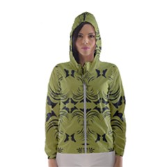 Floral Folk Damask Pattern Fantasy Flowers  Women s Hooded Windbreaker by Eskimos