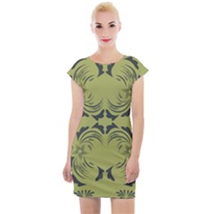 Floral Folk Damask Pattern Fantasy Flowers  Cap Sleeve Bodycon Dress by Eskimos