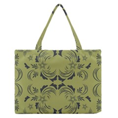 Floral Folk Damask Pattern Fantasy Flowers  Zipper Medium Tote Bag by Eskimos