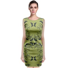 Floral Folk Damask Pattern Fantasy Flowers  Sleeveless Velvet Midi Dress