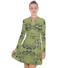 Floral Folk Damask Pattern Fantasy Flowers  Long Sleeve Panel Dress by Eskimos