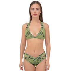 Floral Folk Damask Pattern Fantasy Flowers  Double Strap Halter Bikini Set by Eskimos