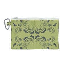 Floral Folk Damask Pattern Fantasy Flowers  Canvas Cosmetic Bag (medium) by Eskimos