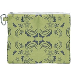 Floral Folk Damask Pattern Fantasy Flowers  Canvas Cosmetic Bag (xxxl) by Eskimos