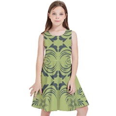 Floral Folk Damask Pattern Fantasy Flowers  Kids  Skater Dress by Eskimos