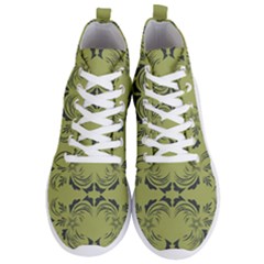 Floral Folk Damask Pattern Fantasy Flowers  Men s Lightweight High Top Sneakers by Eskimos