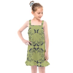 Floral Folk Damask Pattern Fantasy Flowers  Kids  Overall Dress by Eskimos