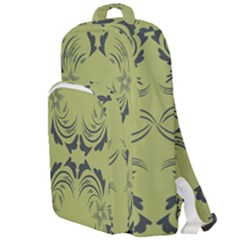 Floral Folk Damask Pattern Fantasy Flowers  Double Compartment Backpack by Eskimos