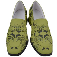 Floral Folk Damask Pattern Fantasy Flowers  Women s Chunky Heel Loafers by Eskimos