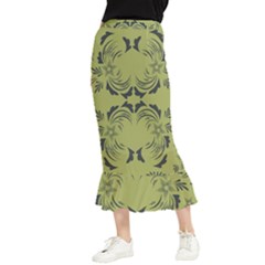 Floral Folk Damask Pattern Fantasy Flowers  Maxi Fishtail Chiffon Skirt by Eskimos