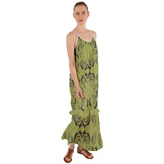 Floral Folk Damask Pattern Fantasy Flowers  Cami Maxi Ruffle Chiffon Dress by Eskimos