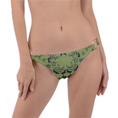 Floral Folk Damask Pattern Fantasy Flowers  Ring Detail Bikini Bottom by Eskimos